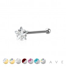 316L SURGICAL STEEL NOSE BONE STUD WITH STAR SHAPE PRONG SET